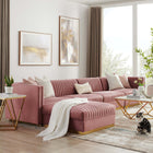 Modway Sanguine 5-Piece Channel Tufted Performance Velvet Modular Sectional Sofa