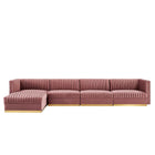 Modway Sanguine 5-Piece Channel Tufted Performance Velvet Modular Sectional Sofa