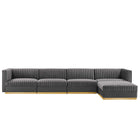 Modway Sanguine 5-Piece Channel Tufted Performance Velvet Modular Sectional Sofa  