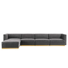 Modway Sanguine 5-Piece Channel Tufted Performance Velvet Modular Sectional Sofa
