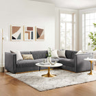 Modway Sanguine 4-Piece Channel Tufted Performance Velvet Right-Facing Modular Sectional Sofa