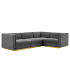 Modway Sanguine 4-Piece Channel Tufted Performance Velvet Right-Facing Modular Sectional Sofa  