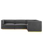 Modway Sanguine 4-Piece Channel Tufted Performance Velvet Right-Facing Modular Sectional Sofa