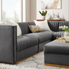 Modway Sanguine 5-Piece Channel Tufted Performance Velvet Right-Facing Modular Sectional Sofa