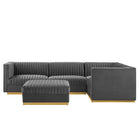 Modway Sanguine 5-Piece Channel Tufted Performance Velvet Right-Facing Modular Sectional Sofa