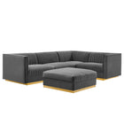 Modway Sanguine 5-Piece Channel Tufted Performance Velvet Right-Facing Modular Sectional Sofa  