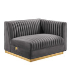 Modway Sanguine 5-Piece Channel Tufted Performance Velvet Right-Facing Modular Sectional Sofa