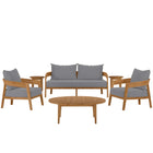 Modway Brisbane 6-Piece Teak Wood Outdoor Patio Set  