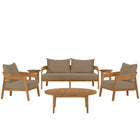 Modway Brisbane 6-Piece Teak Wood Outdoor Patio Set  
