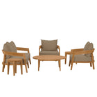 Modway Brisbane 6-Piece Teak Wood Outdoor Patio Set