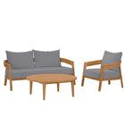 Modway Brisbane 3-Piece Teak Wood Outdoor Patio Set  