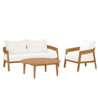 Modway Brisbane 3-Piece Teak Wood Outdoor Patio Set  