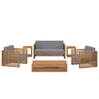 Modway Carlsbad 6-Piece Teak Wood Outdoor Patio Set  