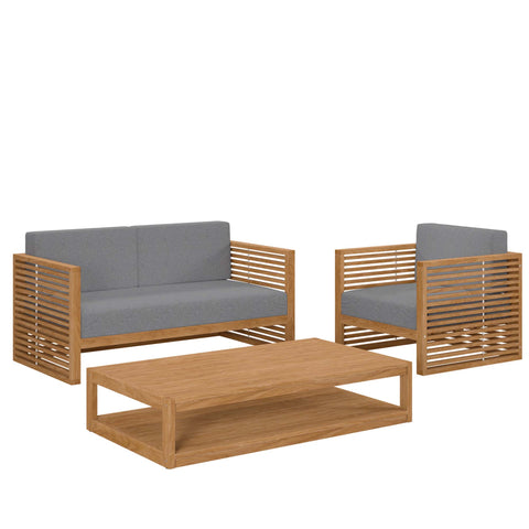 Modway Carlsbad 3-Piece Teak Wood Outdoor Patio Set  