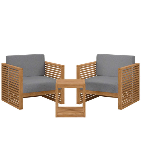 Modway Carlsbad 3-Piece Teak Wood Outdoor Patio Set EEI-5838