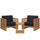 Modway Carlsbad 3-Piece Teak Wood Outdoor Patio Set EEI-5838