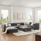 Modway Sanguine 7-Piece Channel Tufted Performance Velvet Right-Facing Modular Sectional Sofa