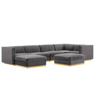 Modway Sanguine 7-Piece Channel Tufted Performance Velvet Right-Facing Modular Sectional Sofa