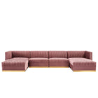 Modway Sanguine 6-Piece Channel Tufted Performance Velvet Modular Sectional Sofa  