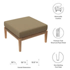 Modway Clearwater Outdoor Patio Teak Wood Ottoman