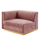 Modway Sanguine Channel Tufted Performance Velvet Modular Sectional Sofa Left-Arm Chair