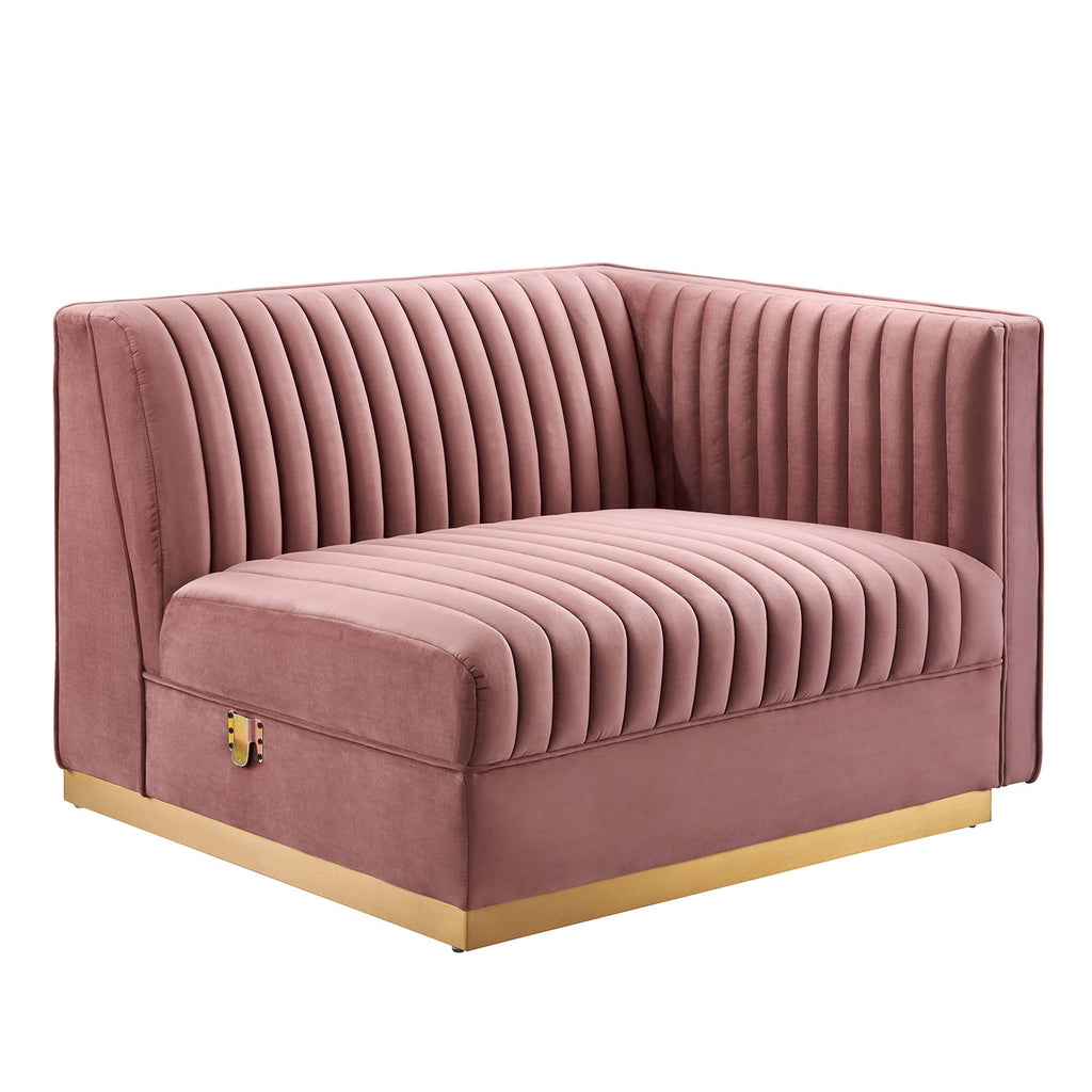 Modway Sanguine Channel Tufted Performance Velvet Modular Sectional Sofa Right-Arm Chair  