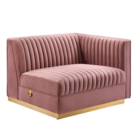 Modway Sanguine Channel Tufted Performance Velvet Modular Sectional Sofa Right-Arm Chair  