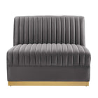 Modway Sanguine Channel Tufted Performance Velvet Modular Sectional Sofa Armless Chair
