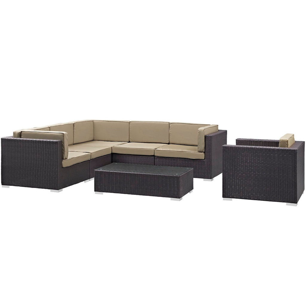Modway Corona 7 Piece Outdoor Patio Sectional Set  