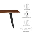 Modway Viggo 60" Live Edge Acacia Wood Acacia Wood Dining Table