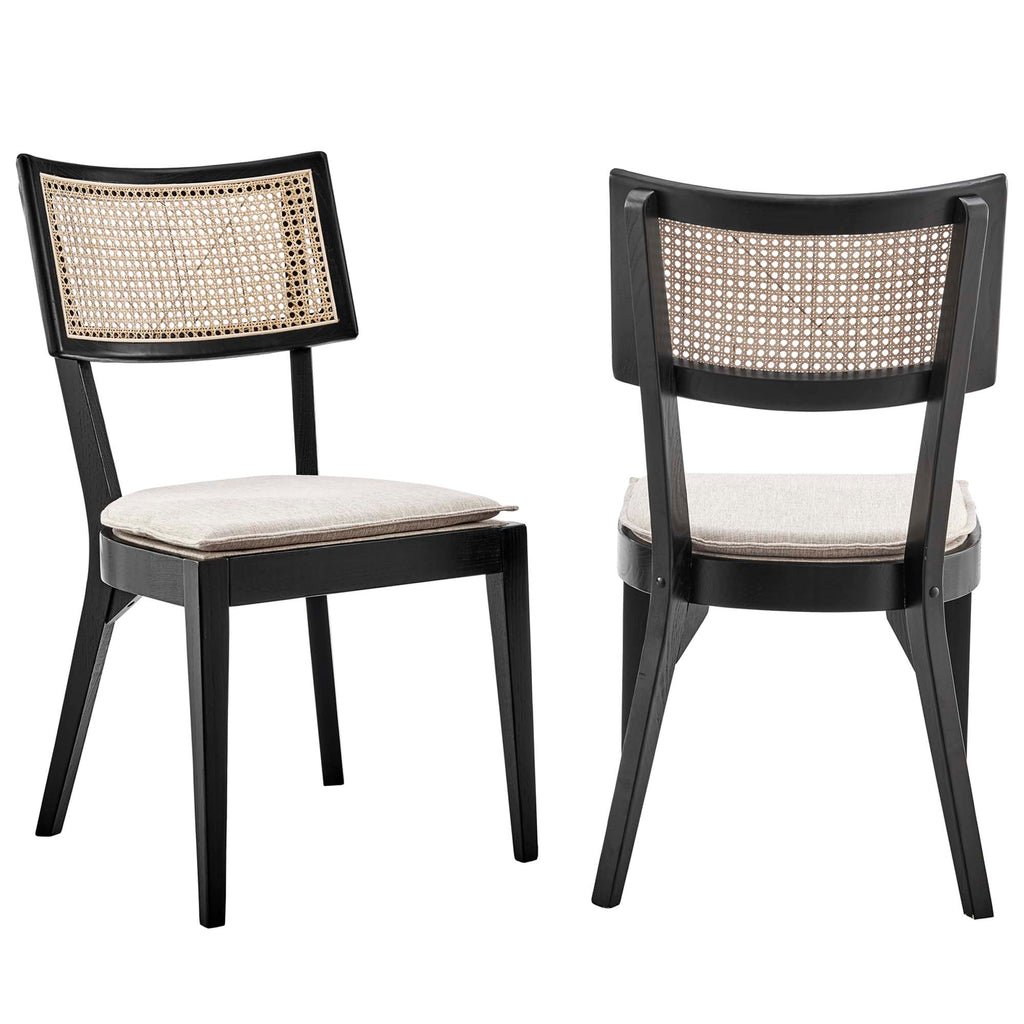 Modway Caledonia Fabric Upholstered Wood Dining Chair Set of 2  