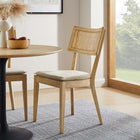 Modway Caledonia Fabric Upholstered Wood Dining Chair Set of 2