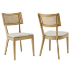 Modway Caledonia Fabric Upholstered Wood Dining Chair Set of 2  