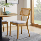 Modway Caledonia Fabric Upholstered Wood Dining Chair Set of 2