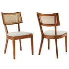 Modway Caledonia Fabric Upholstered Wood Dining Chair Set of 2  