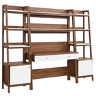 Modway Bixby 3-Piece Wood Office Desk and Bookshelf  