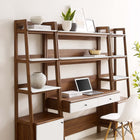 Modway Bixby 3-Piece Wood Office Desk and Bookshelf - 90"W