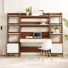 Modway Bixby 3-Piece Wood Office Desk and Bookshelf - 90"W