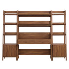 Modway Bixby 3-Piece Wood Office Desk and Bookshelf - 90"W