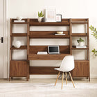 Modway Bixby 3-Piece Wood Office Desk and Bookshelf - 90"W