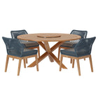 Modway Wellspring 5-Piece Outdoor Patio Teak Wood Dining Set  