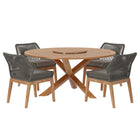 Modway Wellspring 5-Piece Outdoor Patio Teak Wood Dining Set  