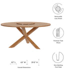Modway Wellspring 5-Piece Outdoor Patio Teak Wood Dining Set