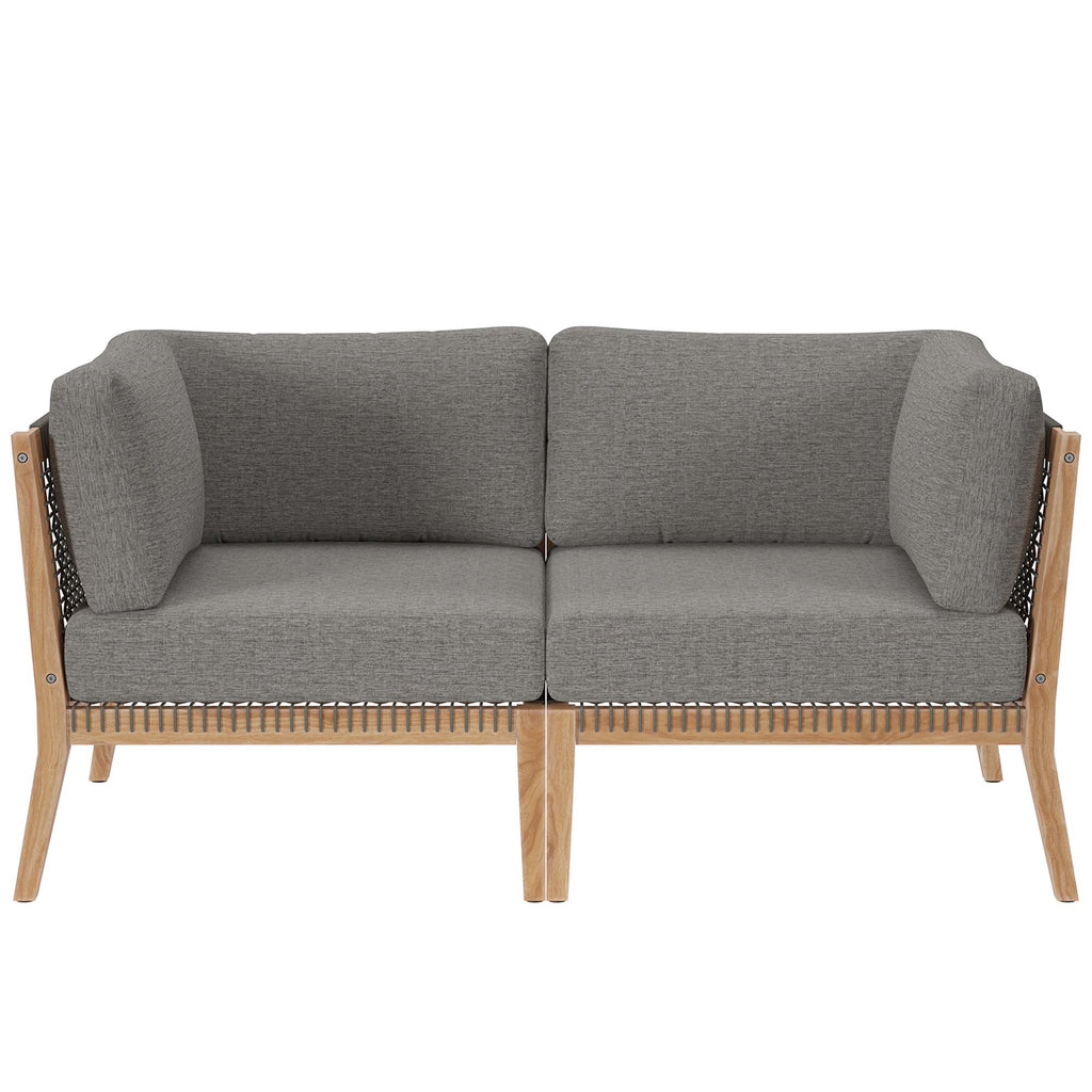 Modway Clearwater Outdoor Patio Teak Wood Loveseat  