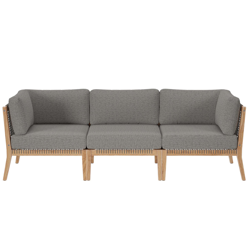 Modway Clearwater Outdoor Patio Teak Wood Sofa  
