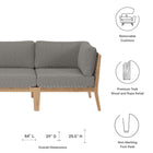 Modway Clearwater Outdoor Patio Teak Wood Sofa