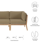 Modway Clearwater Outdoor Patio Teak Wood Sofa