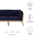 Modway Clearwater Outdoor Patio Teak Wood Sofa