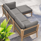 Modway Clearwater 4-Piece Outdoor Patio Teak Wood Sectional Sofa