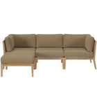 Modway Clearwater 4-Piece Outdoor Patio Teak Wood Sectional Sofa  